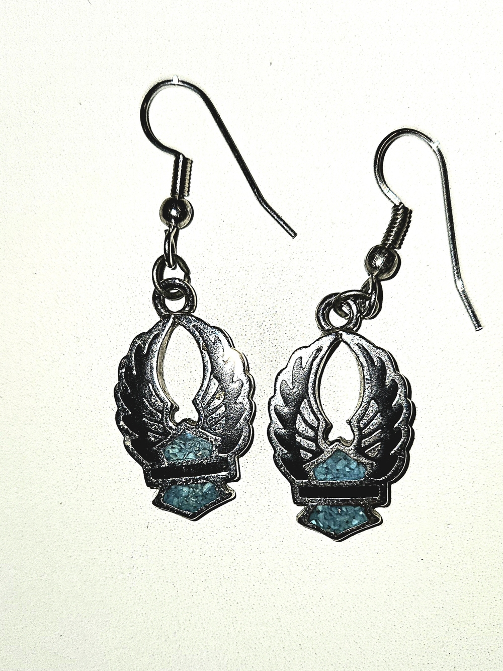 Silver And Turqouise HD Wing Dangle Earrings